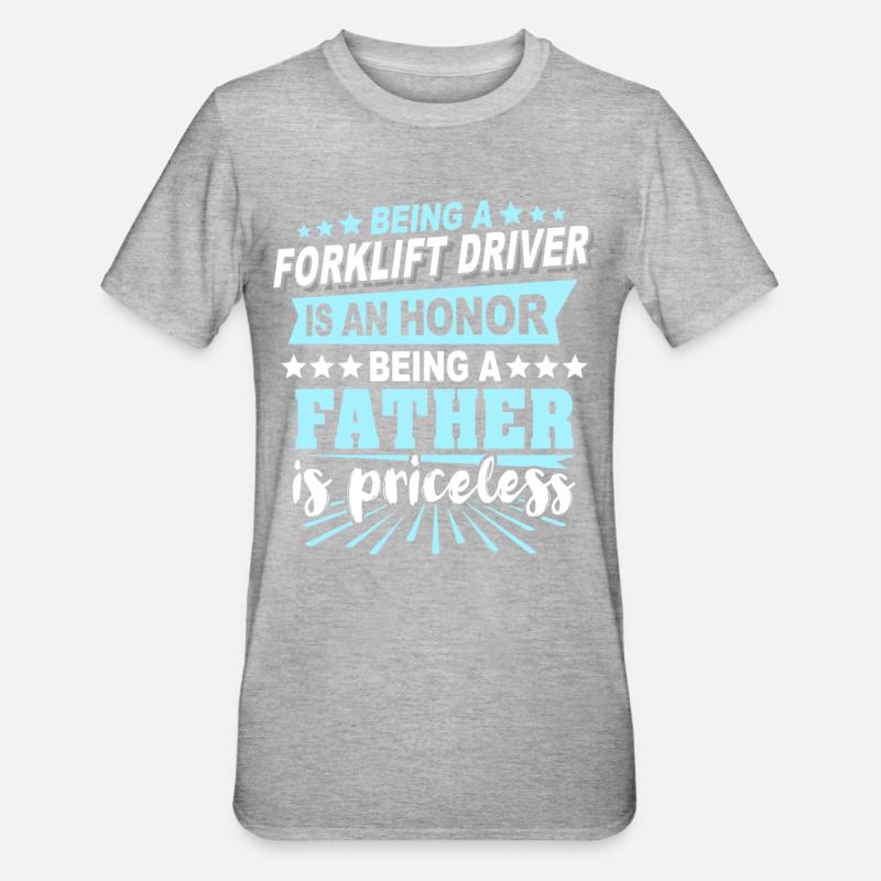 Gabelstapler Papa Staplerfahrer - Unisex Polycotton T-Shirt - Grau meliert