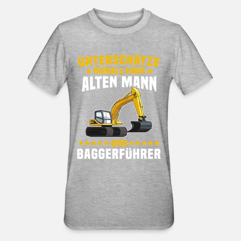 Baggerfahrer Bagger - Unisex Polycotton T-Shirt - Grau meliert