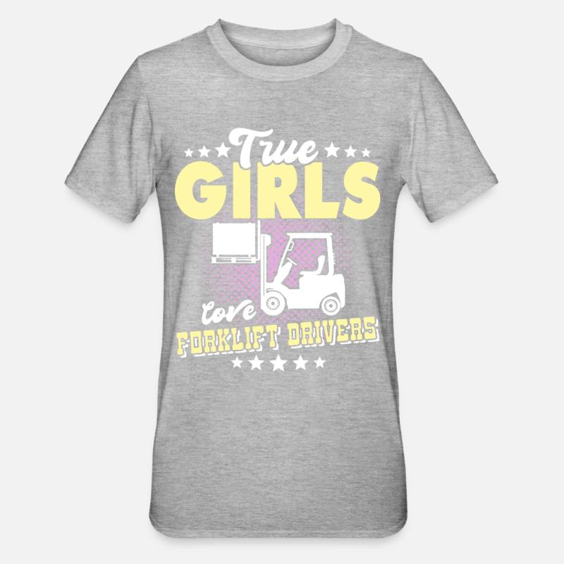 Stapler Mädchen Staplerfahrer - Unisex Polycotton T-Shirt - Grau meliert