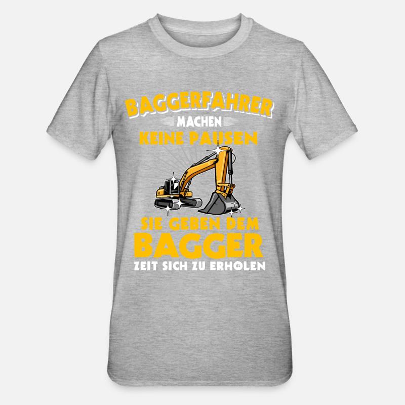 Baggerführer - Unisex Polycotton T-Shirt - Grau meliert