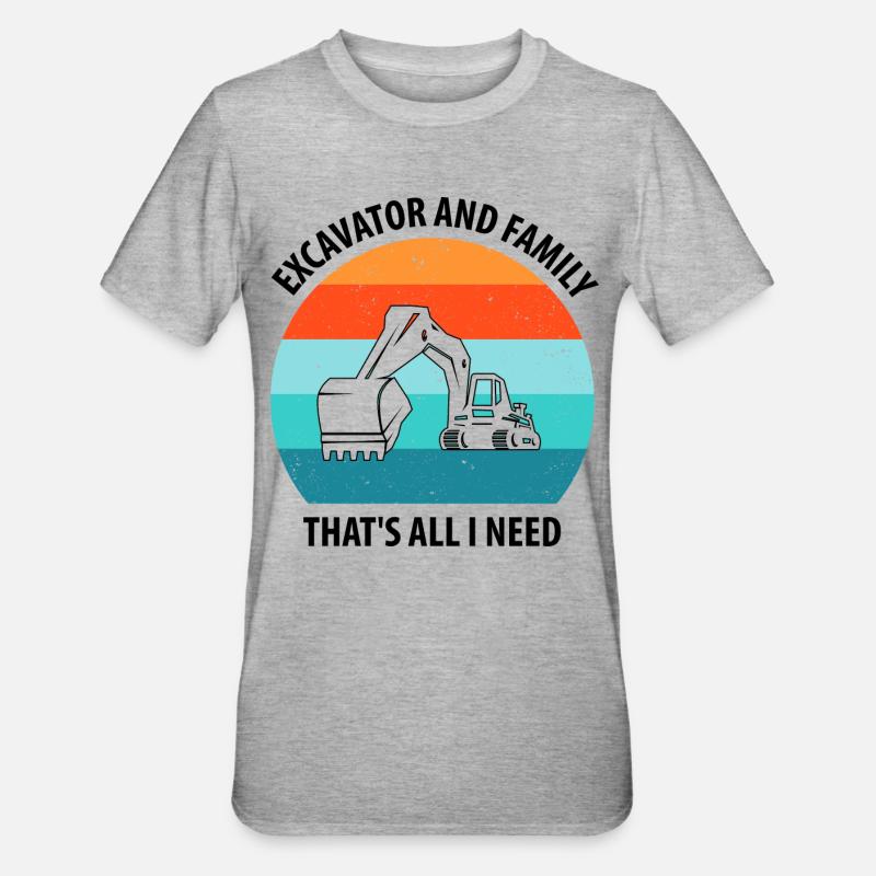 Bagger Baggerfahrer Baggerwagen - Unisex Polycotton T-Shirt - Grau meliert