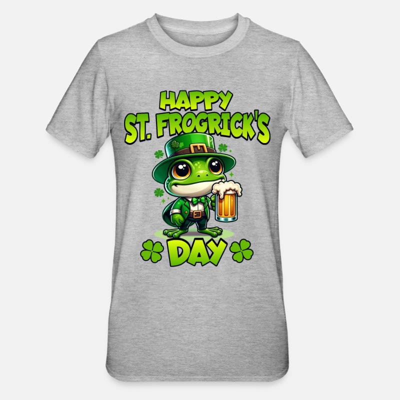 Frosch Patricks Day - Unisex Polycotton T-Shirt - Grau meliert