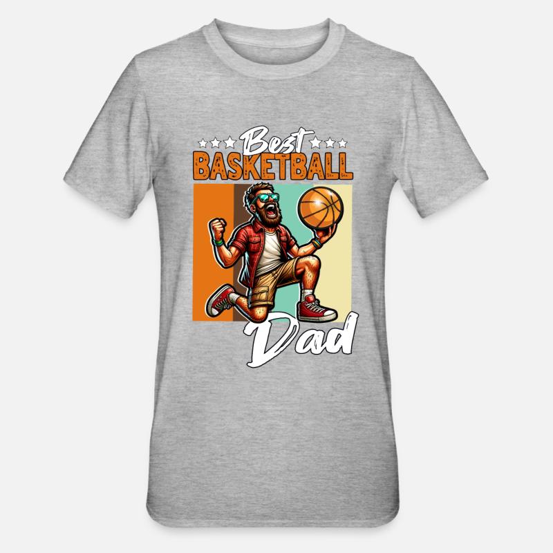 Papa basketteur - T-shirt polycoton Unisexe - gris chiné