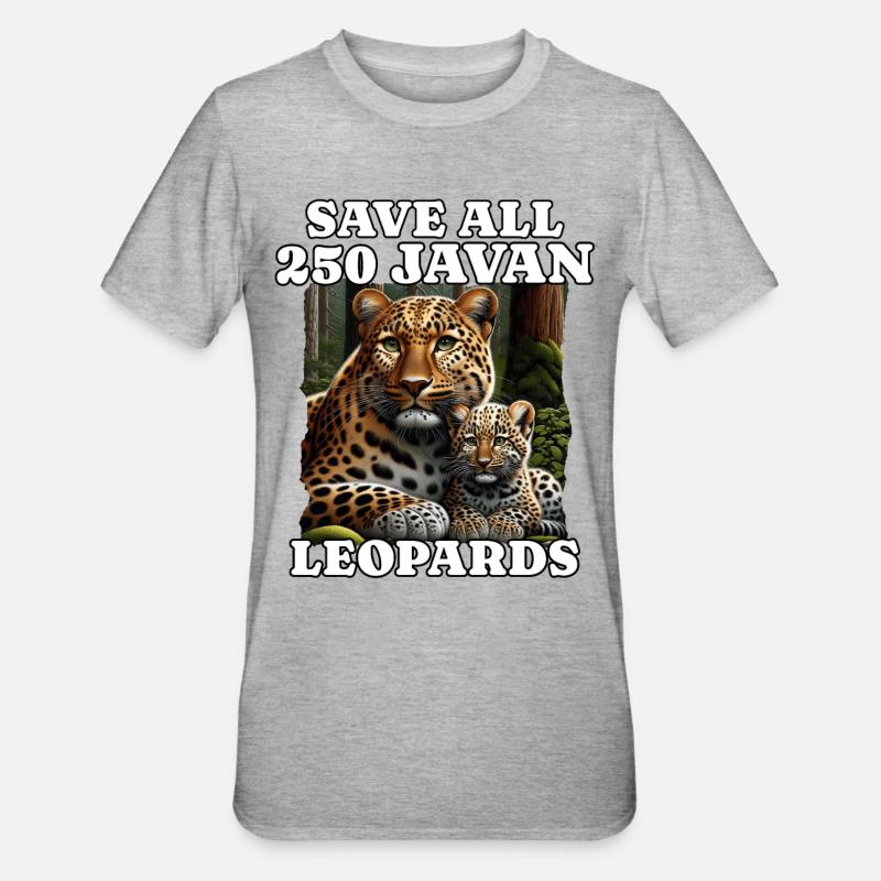Sauver Java Leopard - T-shirt polycoton Unisexe - gris chiné