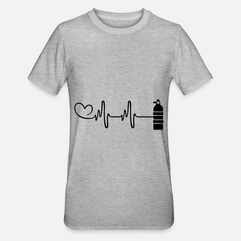 Oxygen Diving Pulse Heart - T-shirt polycoton Unisexe - gris chiné