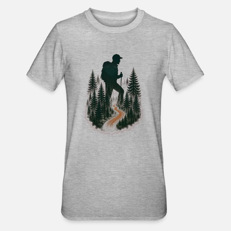 Cool hiker pattern - mountain hikes - Unisex Polycotton T-Shirt - heather grey