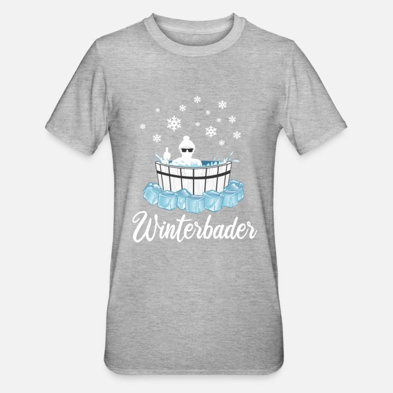Winterbader Eisbaden Eisbad Spruch - Unisex Polycotton T-Shirt - Grau meliert