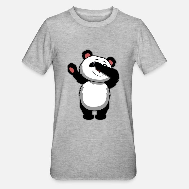 Dabbing Panda Bear - Dab Panda - Unisex Polycotton T-Shirt - heather grey
