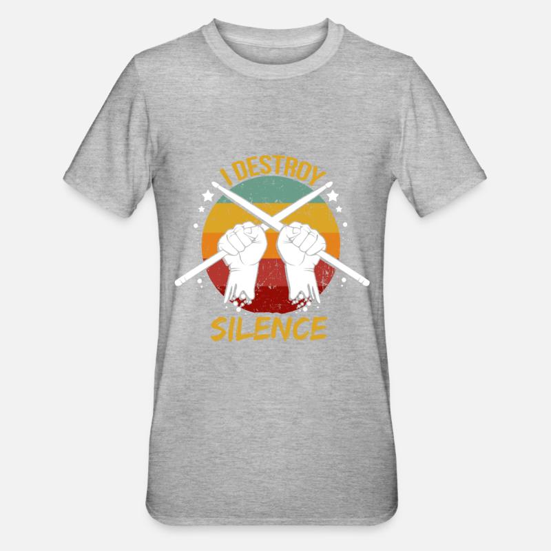 Batteur Drummer I Destroy Silence - T-shirt polycoton Unisexe - gris chiné