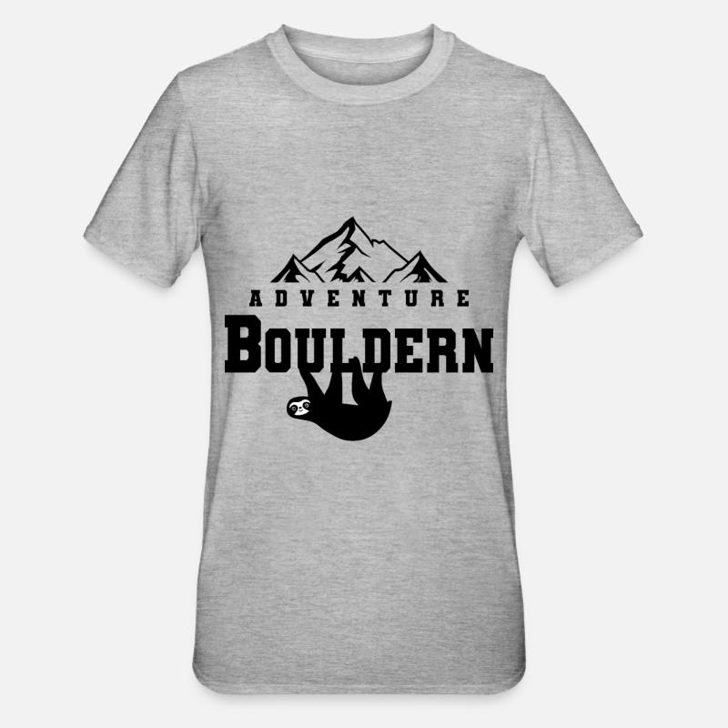 Faultier Bouldern Klettern Geschenkidee - Unisex Polycotton T-Shirt - Grau meliert