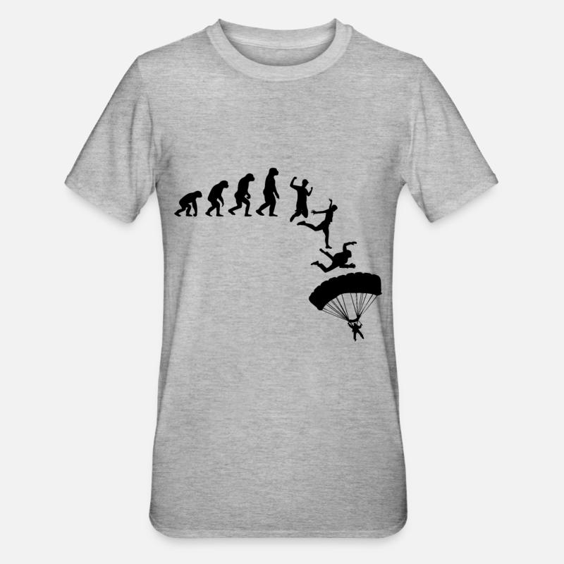 Evolution Fallschirmspringer Skydiver Geschenk - Unisex Polycotton T-Shirt - Grau meliert