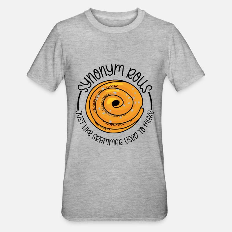 Synonym Rolls Englisch Lehrer Grammatik - Unisex Polycotton T-Shirt - Grau meliert