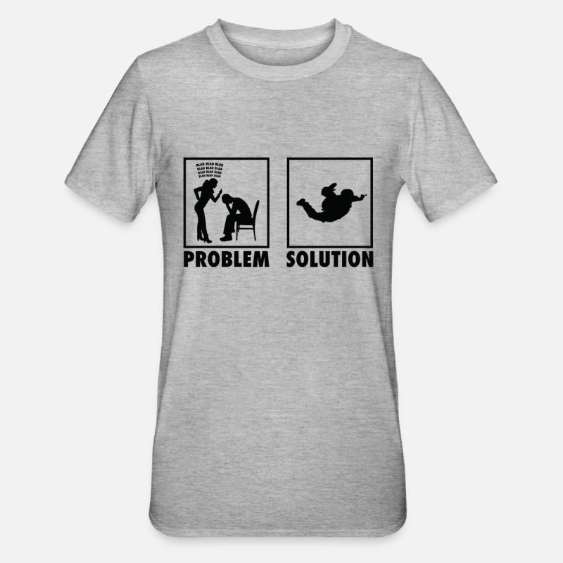 Skydiving Skydivers Statement Problem Solution. - Unisex Polycotton T-Shirt - heather grey