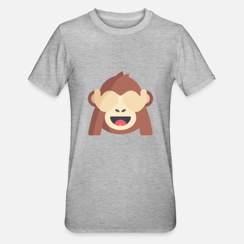 émoticône de singe mignon - T-shirt polycoton Unisexe - gris chiné