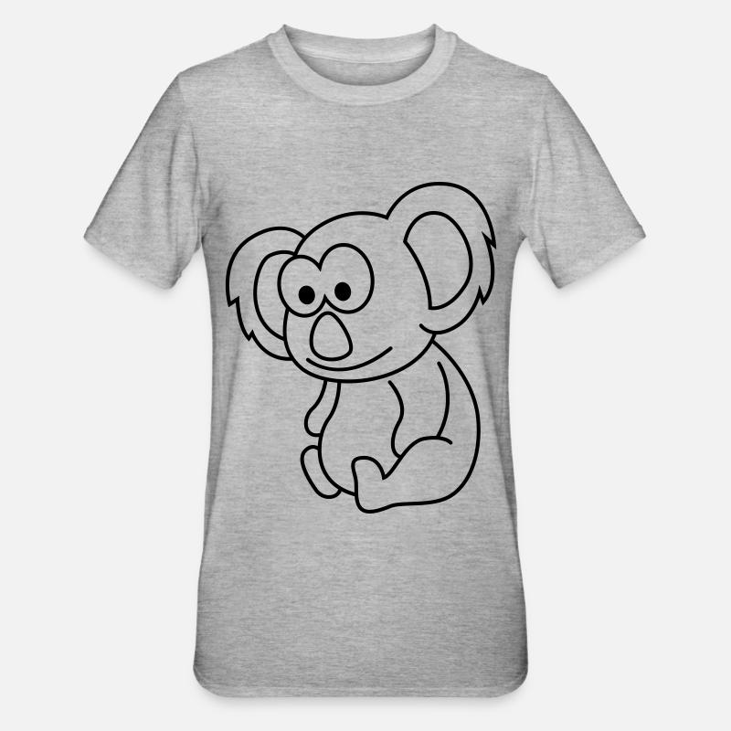 Koala Comic Tier - Unisex Polycotton T-Shirt - Grau meliert