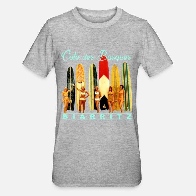Côte des Basques Biarritz - T-shirt polycoton Unisexe - gris chiné