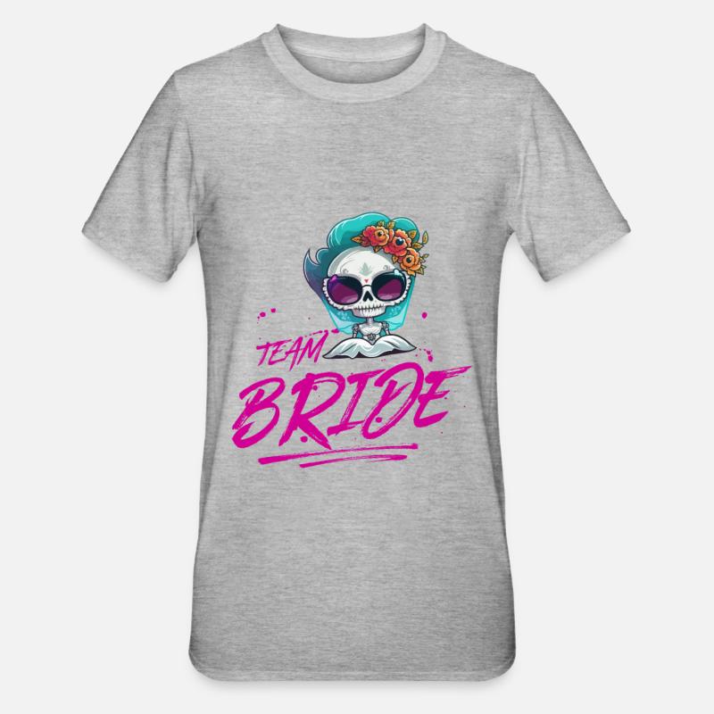 Team Bride Wedding Skeleton - Unisex Polycotton T-Shirt - heather grey