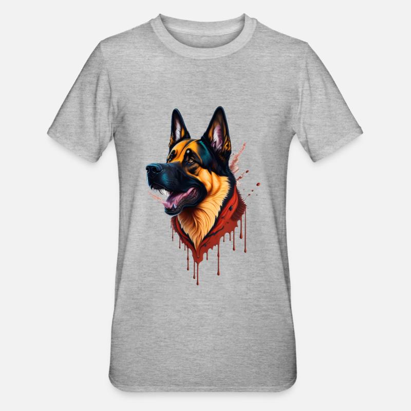 schäferhund german shepherd splashart - Unisex Polycotton T-Shirt - Grau meliert