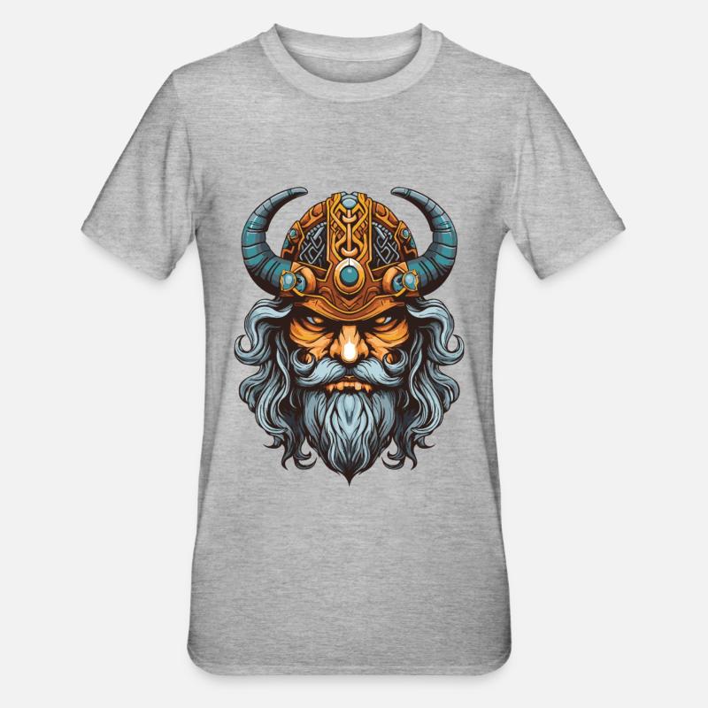 Wikinger Krieger Valhalla Odin - Unisex Polycotton T-Shirt - Grau meliert