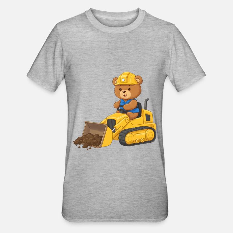 Teddy Bear Construction Worker - Unisex Polycotton T-Shirt - heather grey