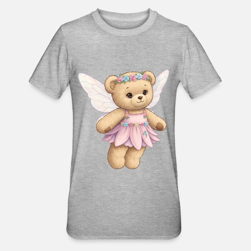 Teddybär Fee - Unisex Polycotton T-Shirt - Grau meliert