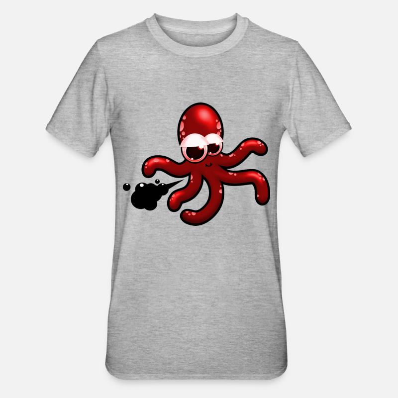 Squid comic red, gift idea - Unisex Polycotton T-Shirt - heather grey
