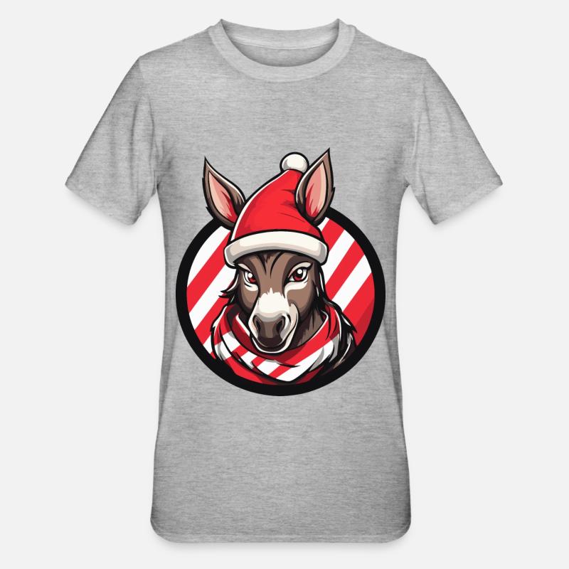 Âne Noël - T-shirt polycoton Unisexe - gris chiné