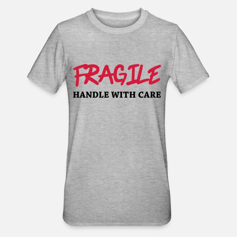Fragile - Handle with care - Unisex Polycotton T-Shirt - heather grey