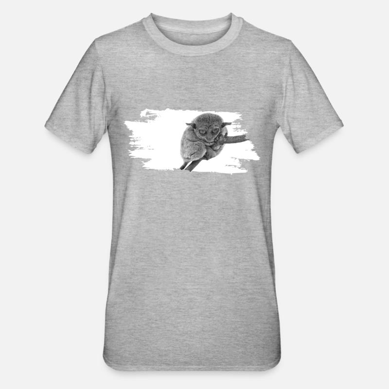 Tarsier Affe grumpy - Unisex Polycotton T-Shirt - Grau meliert