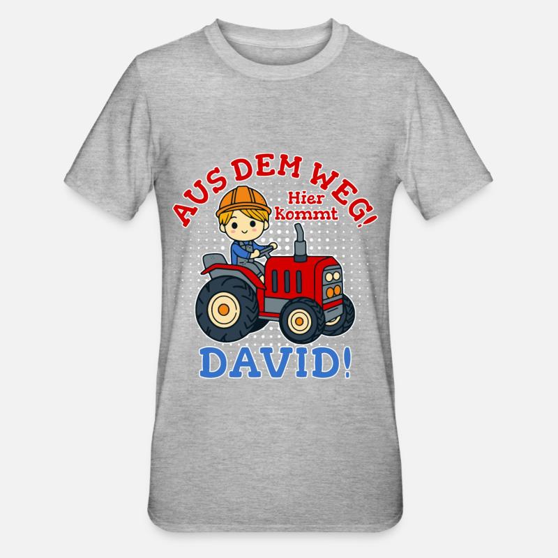 David Name Tractor - Unisex Polycotton T-Shirt - heather grey