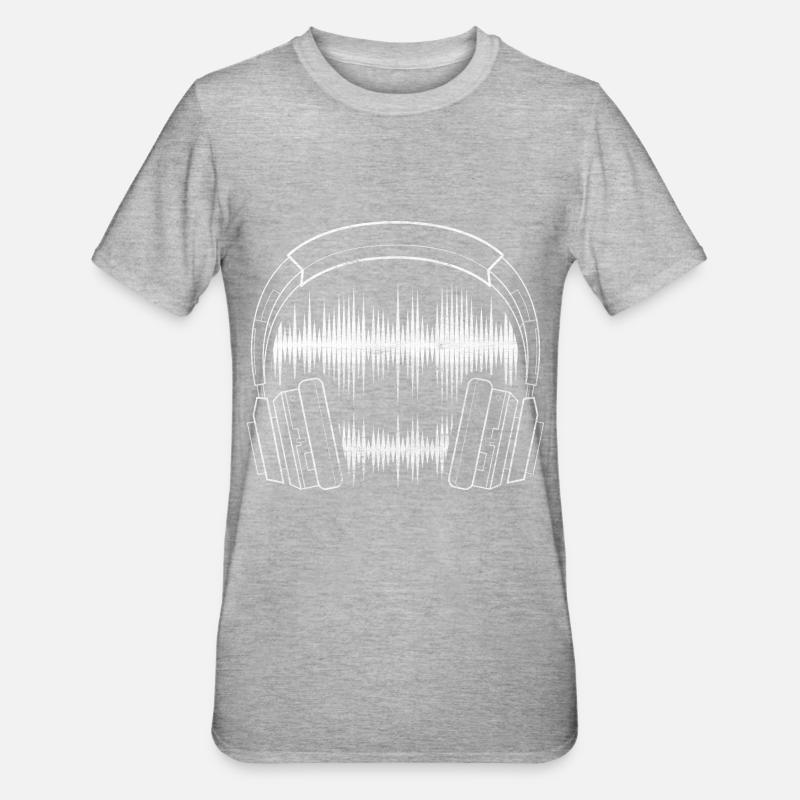 Musik Kopfhörer Equalizer Geschenk Soundwave - Unisex Polycotton T-Shirt - Grau meliert