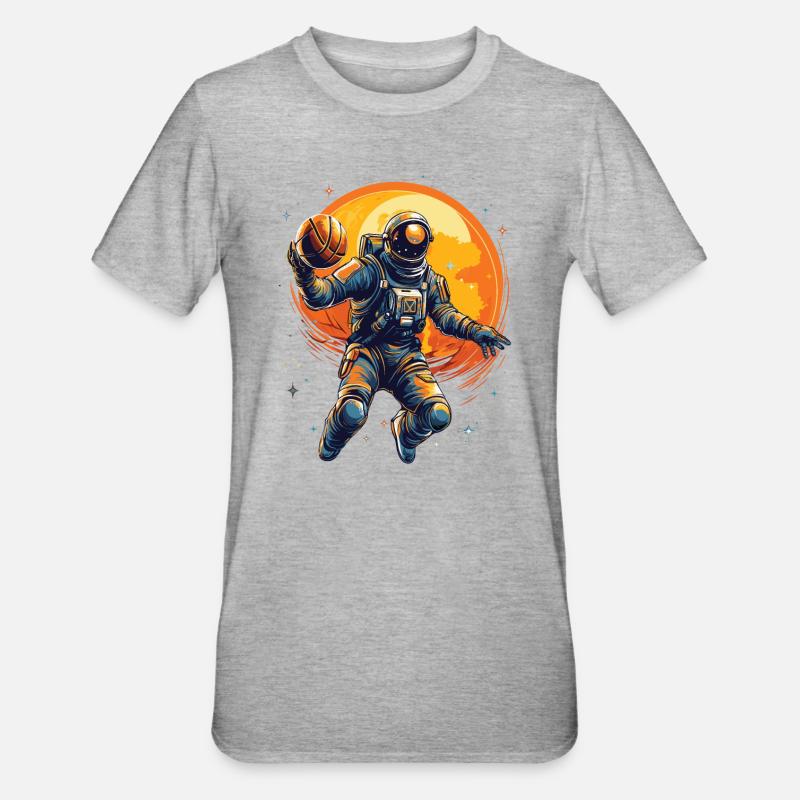 Astronaute basketteur dans l’espace - T-shirt polycoton Unisexe - gris chiné
