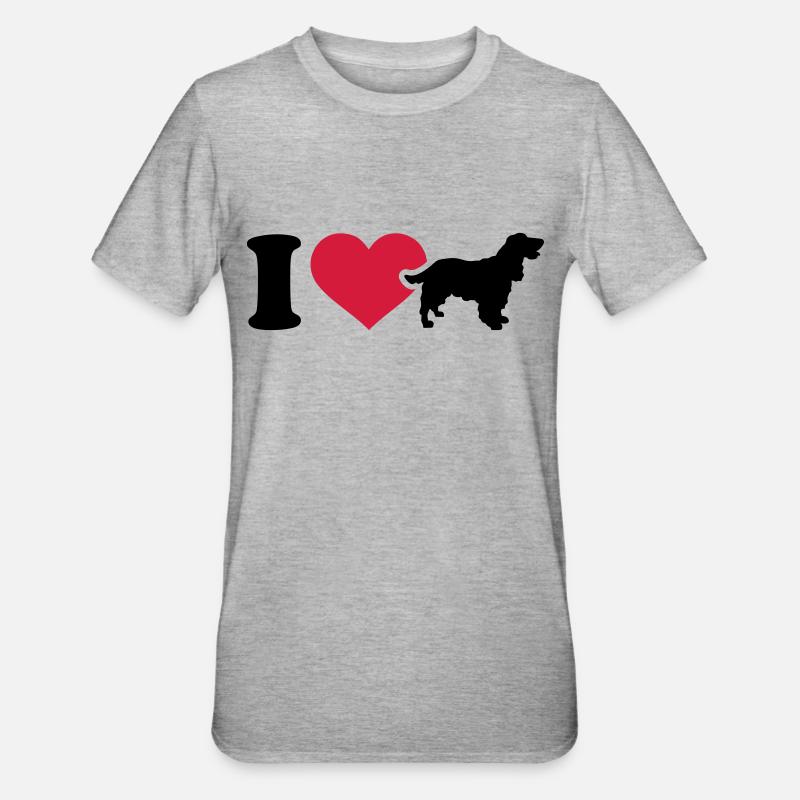 I love Cocker Spaniel - T-shirt polycoton Unisexe - gris chiné