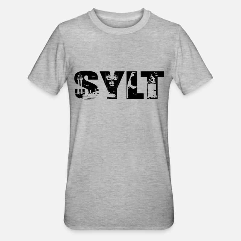 Sylt Skyline - Unisex Polycotton T-Shirt - Grau meliert