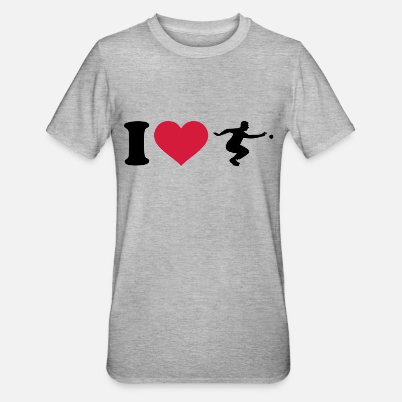 I love Boule - T-shirt polycoton Unisexe - gris chiné