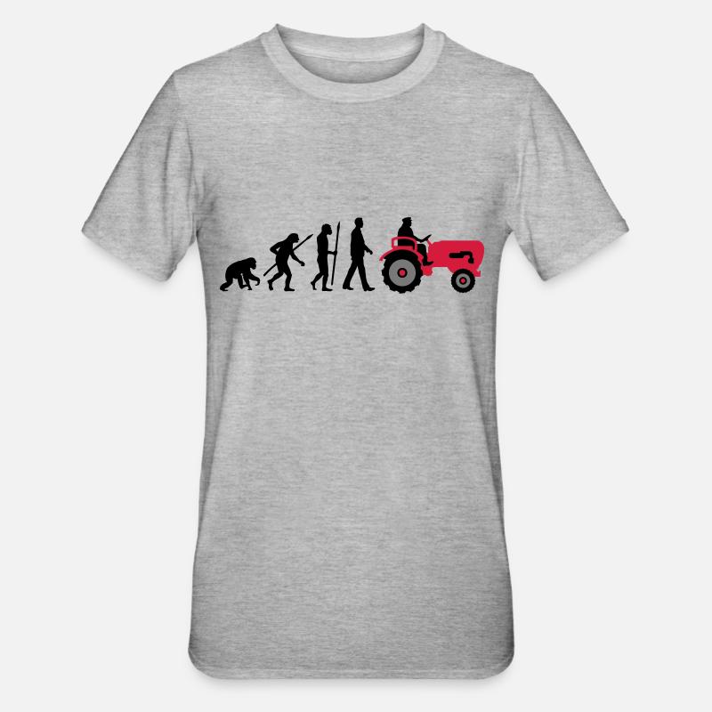 evolution_bauer_mit_traktor_032013_a_3c - Unisex Polycotton T-Shirt - heather grey