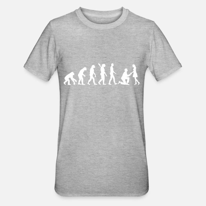 Evolution Wedding Proposal - Unisex Polycotton T-Shirt - heather grey