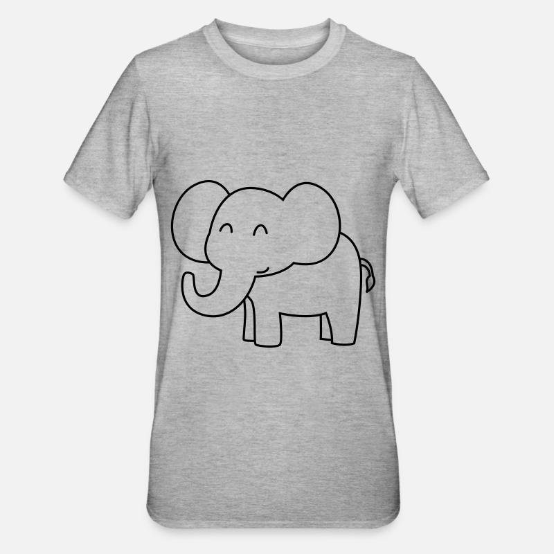 Elefant Comic - Unisex Polycotton T-Shirt - Grau meliert