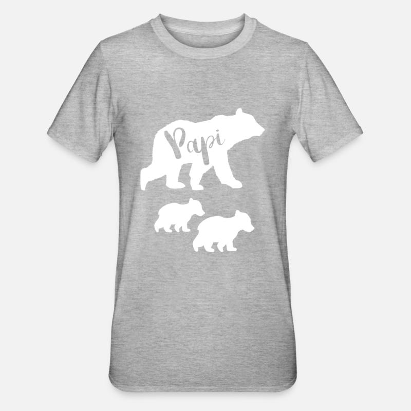 Chemise pour Papi | Cadeau de fête des pères Papi Bear - T-shirt polycoton Unisexe - gris chiné