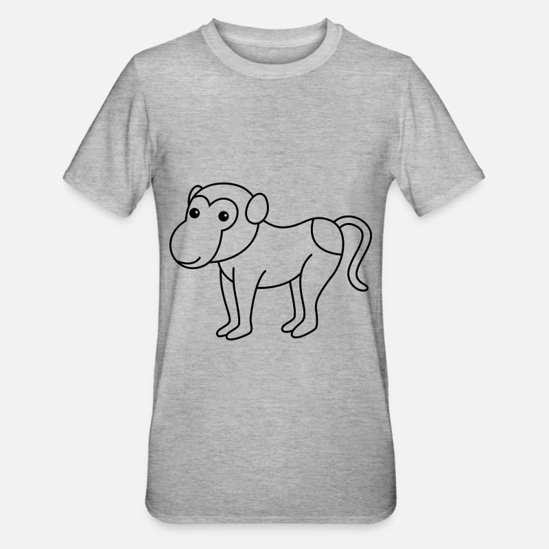 Monkey affe comic - Unisex Polycotton T-Shirt - Grau meliert