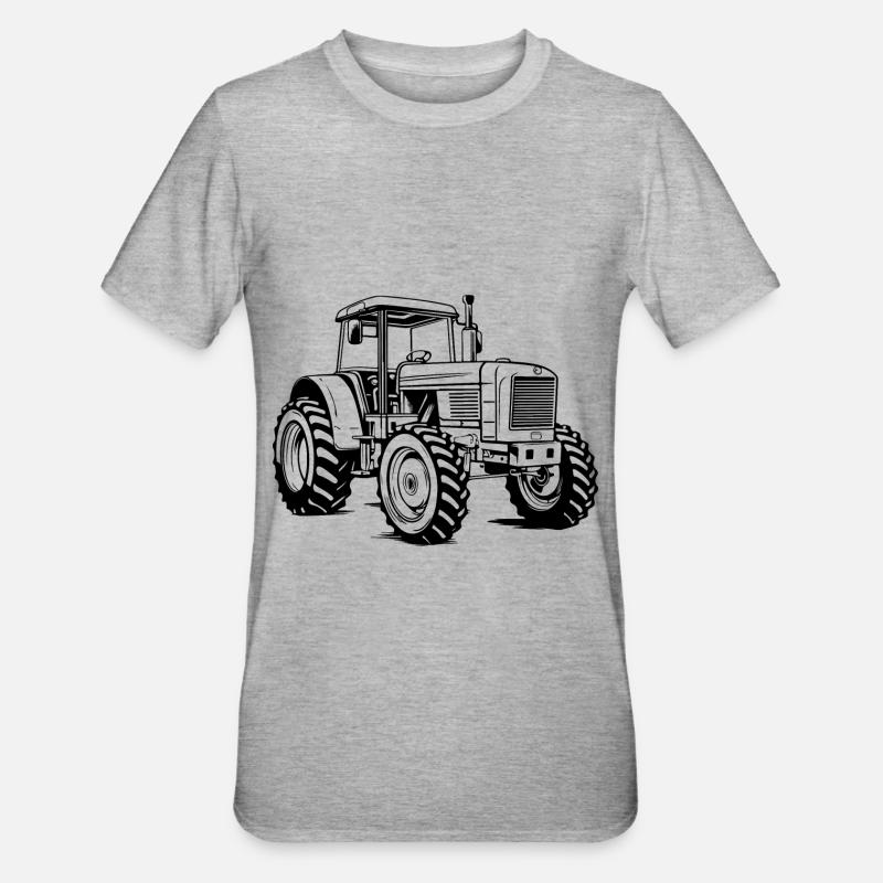 Traktor Symbol Silhouette - Unisex Polycotton T-Shirt - Grau meliert