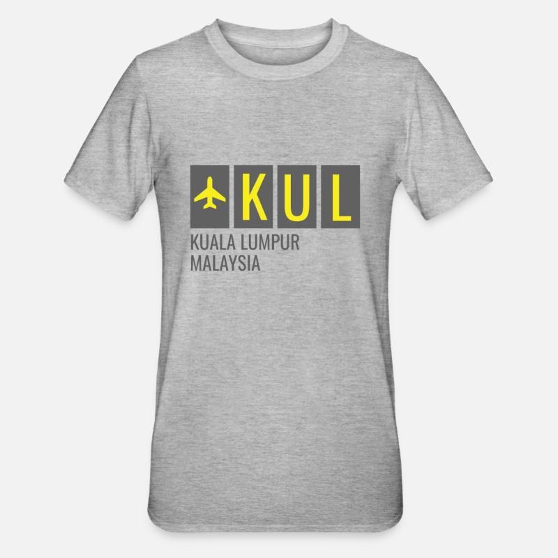 KUL Kuala Lumpur Malaisie Code de l’aéroport - T-shirt polycoton Unisexe - gris chiné