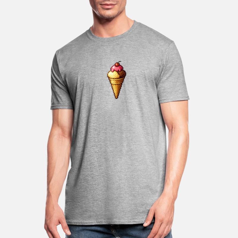 Retro Pixel Eiscreme Cone Unisex Polycotton T-Shirt
