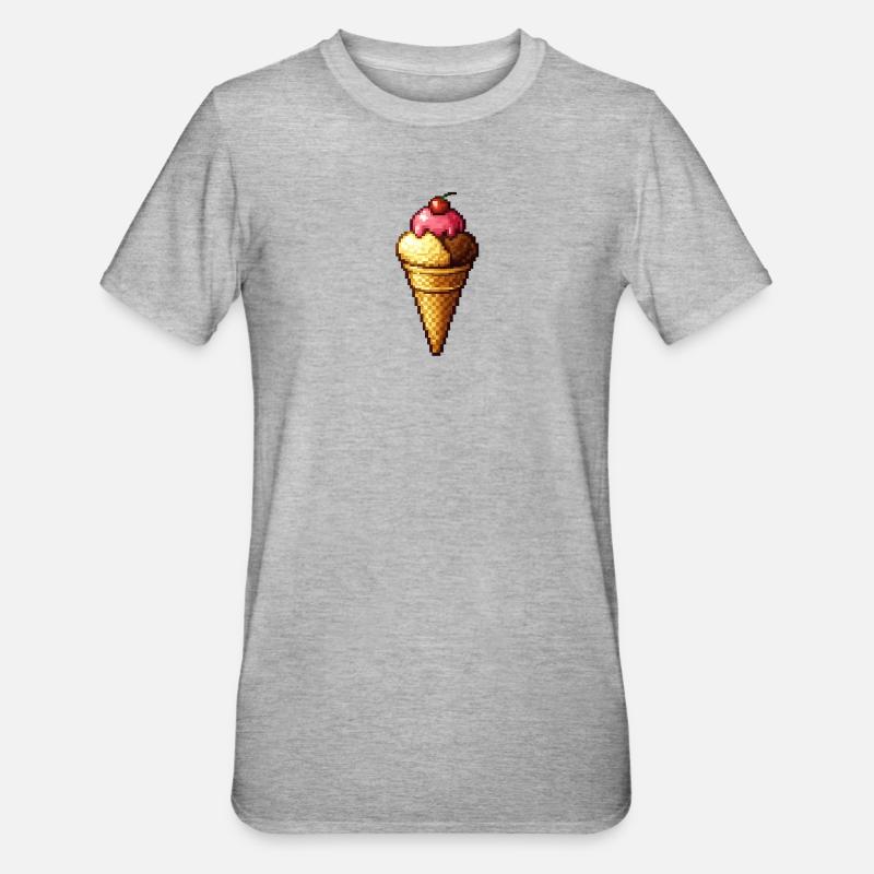 Cornet de glace Retro Pixel - T-shirt polycoton Unisexe - gris chiné