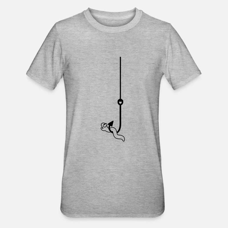 Worm On The Hook - Unisex Polycotton T-Shirt - Grau meliert