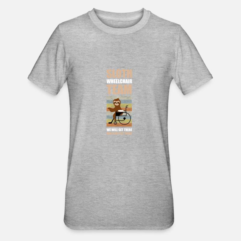 Faultier Rollstuhl Behindert Behinderung Geschenk - Unisex Polycotton T-Shirt - Grau meliert