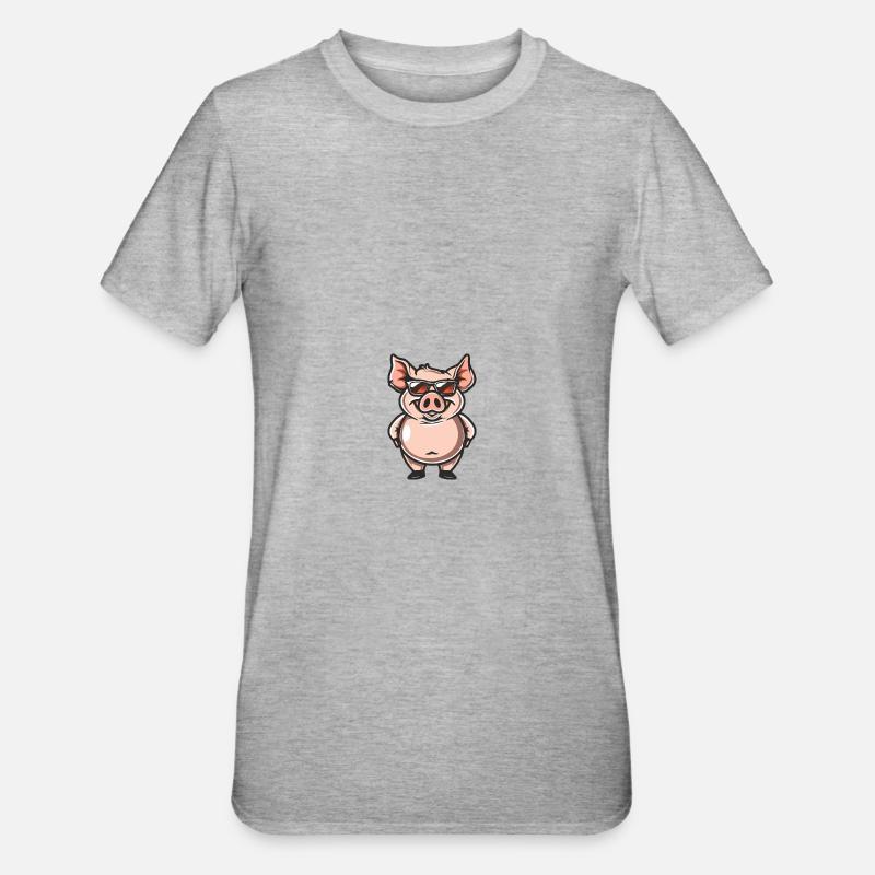 Schwein Cool Comic - Unisex Polycotton T-Shirt - Grau meliert