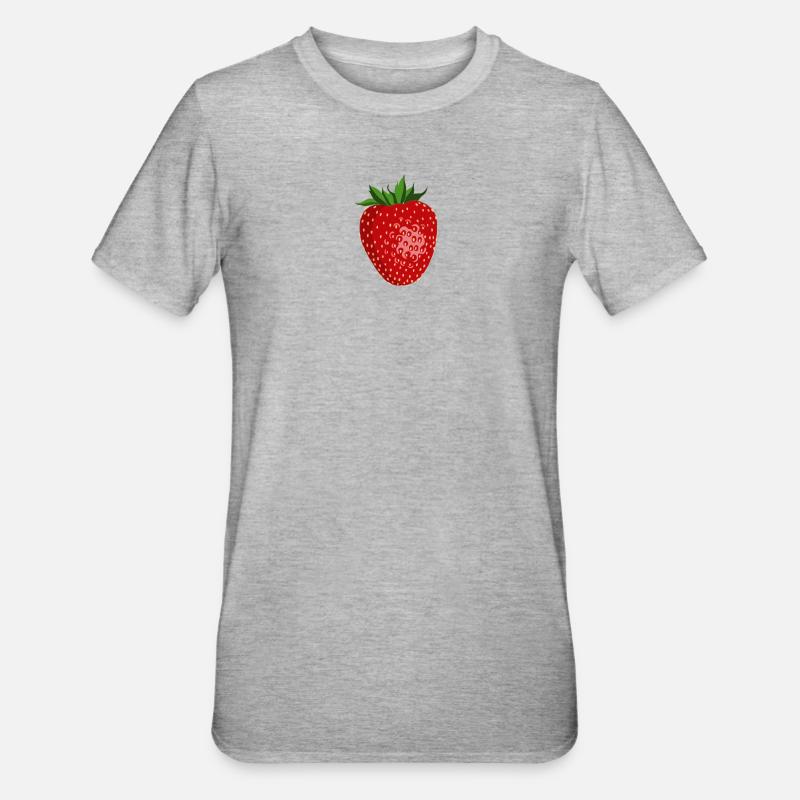 Erdbeere - Unisex Polycotton T-Shirt - Grau meliert