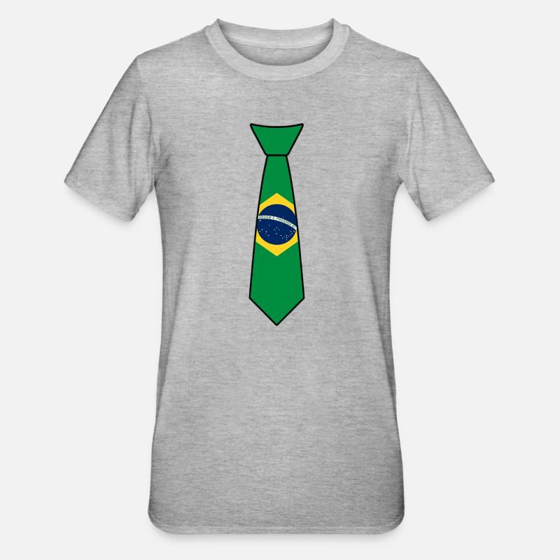 Brasilien-Krawatte – Flaggendesign - Unisex Polycotton T-Shirt - Grau meliert