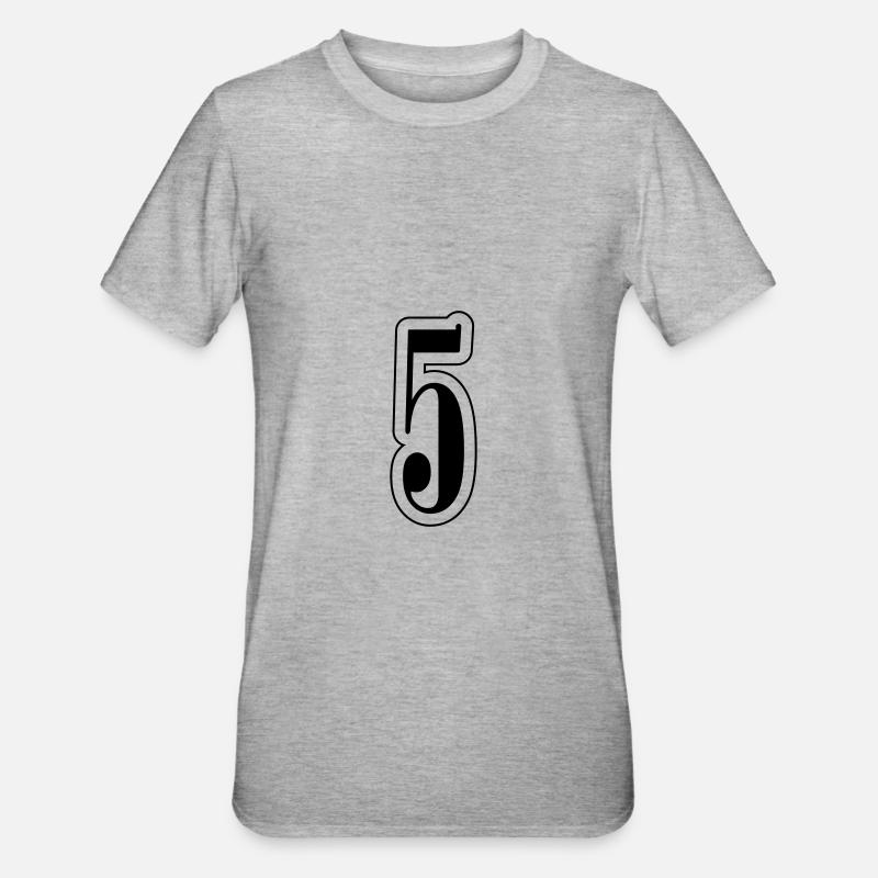 5 Symbole numérique - T-shirt polycoton Unisexe - gris chiné